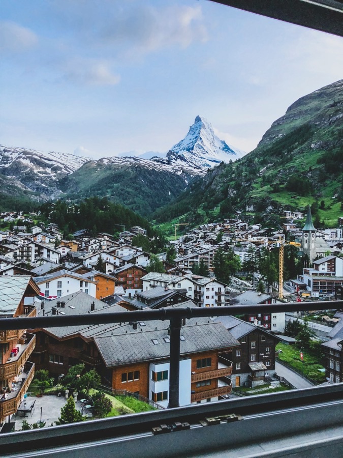 The Matterhorn peak above the village of Zermatt